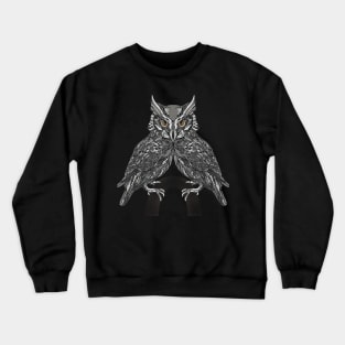 Surreal Owl, with two bodies, but only one head Crewneck Sweatshirt